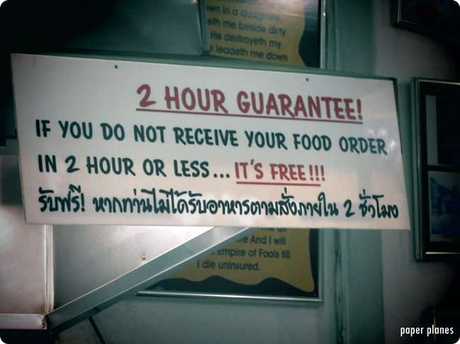 2 hour guarantee, Thailand