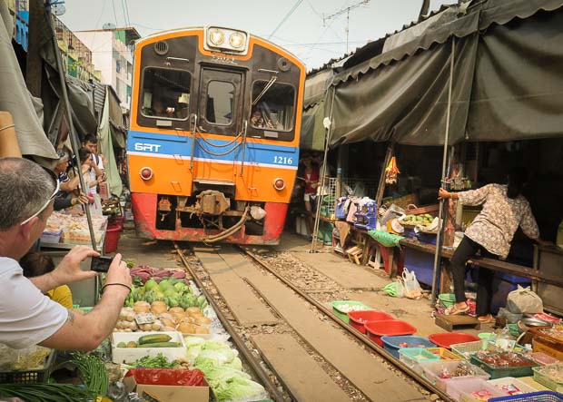 Train at Maeklong Train Market, Thailand