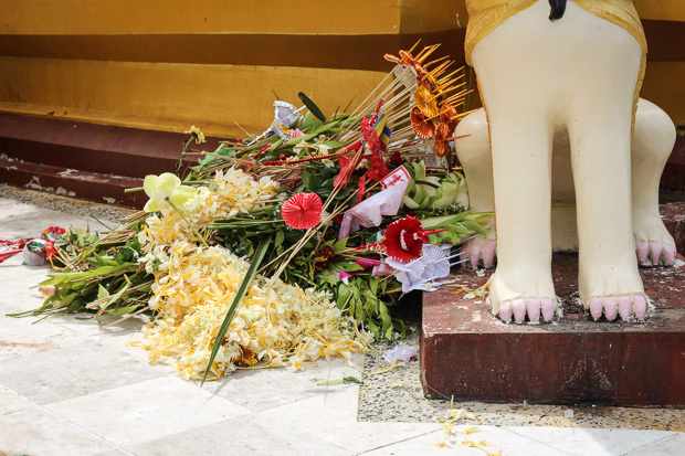 Flower offerings at the Shwedagon Pagoda