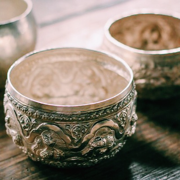 Burmese silver cups