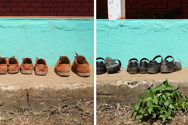 Children's shoes at a Thai school